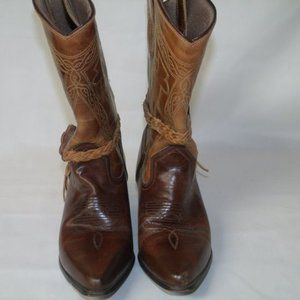 Oak Tree Farms Genuine Leather Cowboy Boots Brown Size 6.5